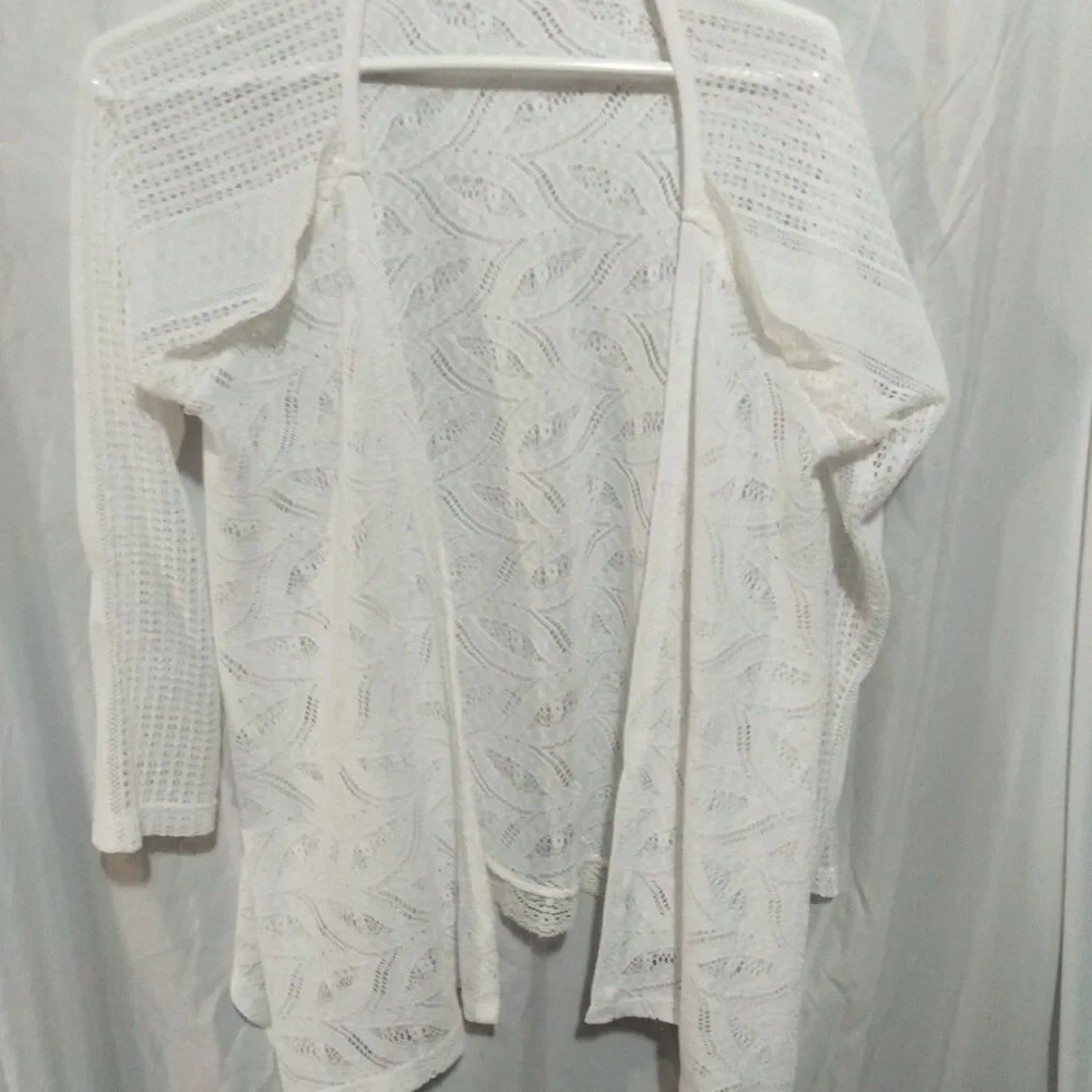 Cactus Size S Crochet White Cardigan With Lace. - Picture 1 of 12
